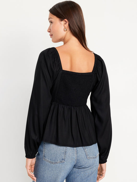 Shirred Crepe Top