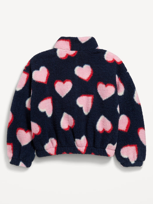 Printed Mock-Neck Sherpa Full-Zip Jacket for Girls