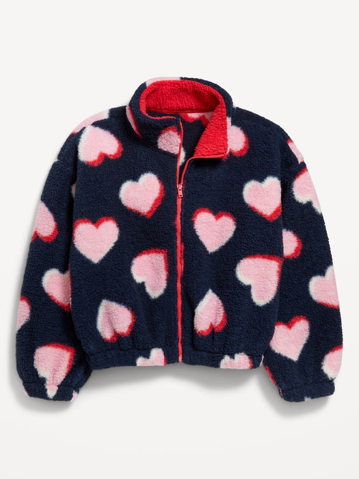 Printed Mock-Neck Sherpa Full-Zip Jacket for Girls