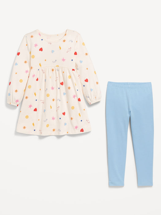 Long-Sleeve Dress &amp; Leggings 2-Pack for Toddler Girls