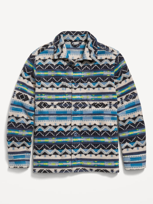 Cozy Printed Long-Sleeve Microfleece Shirt for Boys