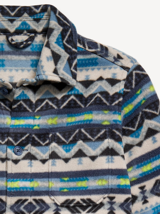 Cozy Printed Long-Sleeve Microfleece Shirt for Boys