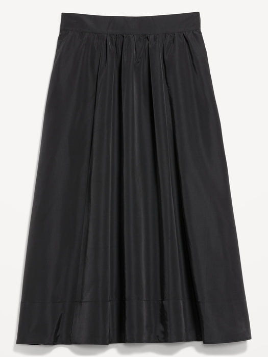 Shirred Midi Swing Skirt