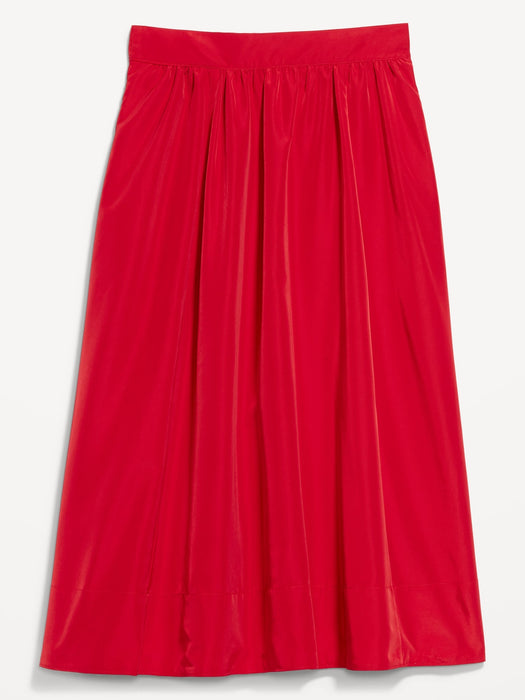 Taffeta Midi Swing Skirt
