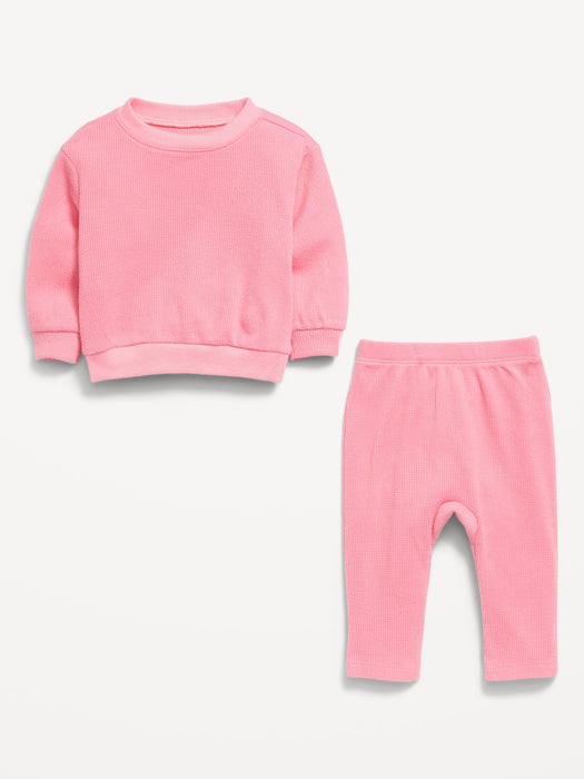 Thermal-Knit Sweatshirt and Pants Set for Baby