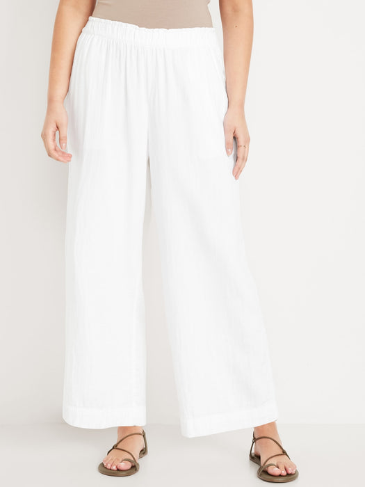 High-Waisted Crinkle Gauze Ankle Pants