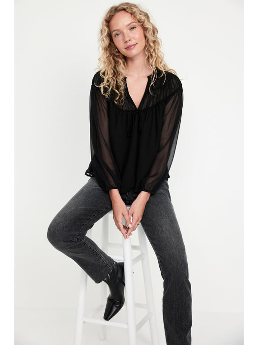Tie-Front Chiffon Top