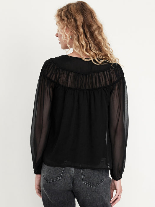 Tie-Front Chiffon Top