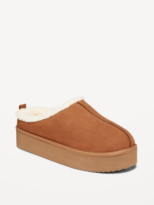 Sherpa-Lined Platform Slippers