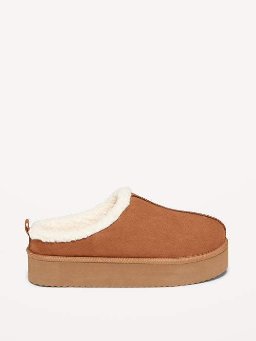 Sherpa-Lined Platform Slippers
