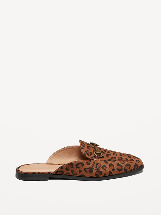 Faux-Leather Loafer Mule Shoes