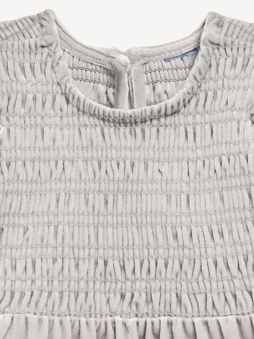 Ruffled Smocked Velvet Dress for Baby