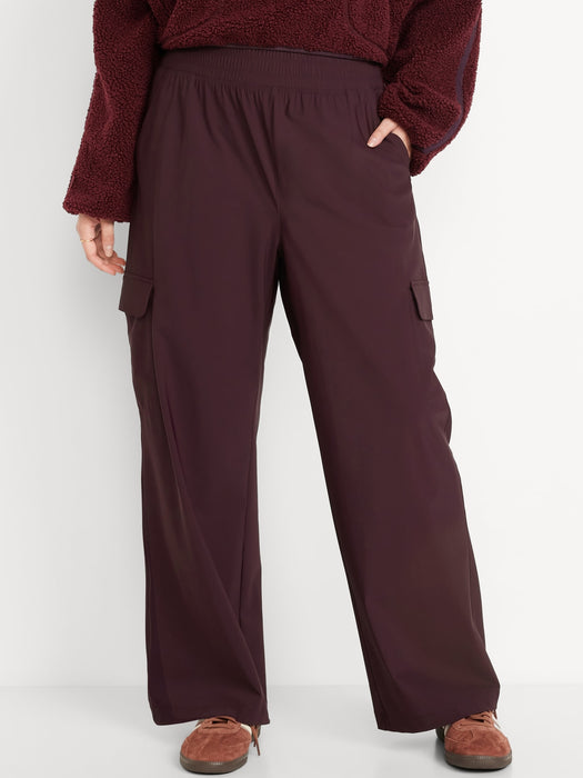 High-Waisted SleekTech Wide-Leg Cargo Pants