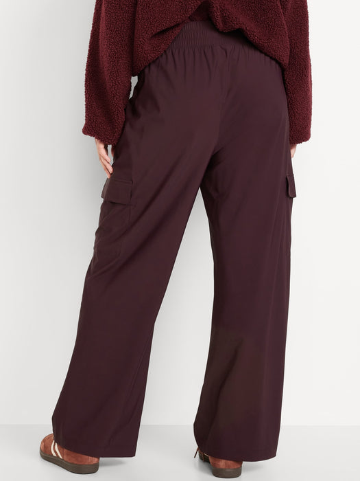 High-Waisted SleekTech Wide-Leg Cargo Pants