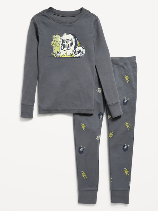 Gender-Neutral Graphic Snug-Fit Pajama Set for Kids