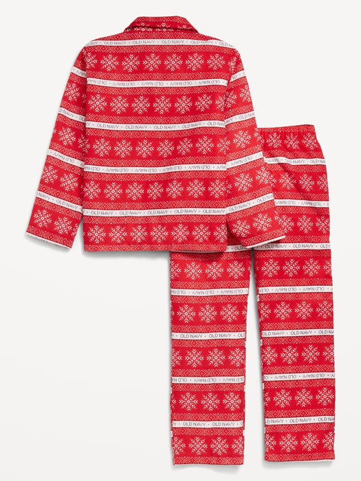 Gender-Neutral Printed Button-Front Pajama Set for Kids