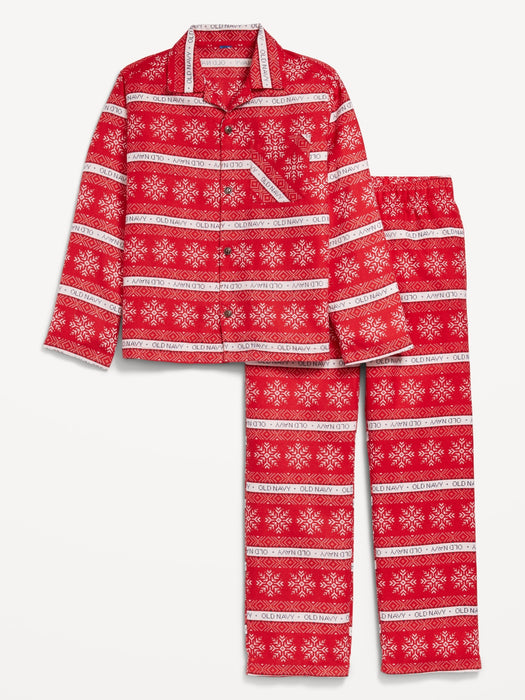 Gender-Neutral Printed Button-Front Pajama Set for Kids