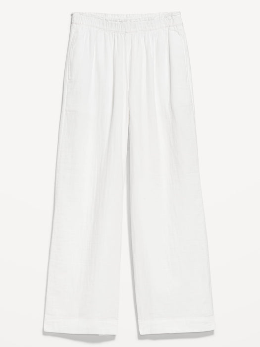 High-Waisted Crinkle Gauze Ankle Pants