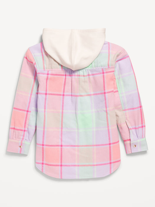 Long-Sleeve Hooded Flannel Shirt for Girls