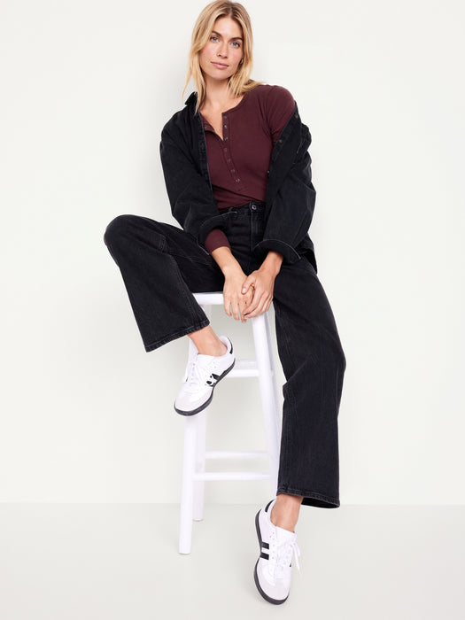 Fitted Plush Henley T-Shirt