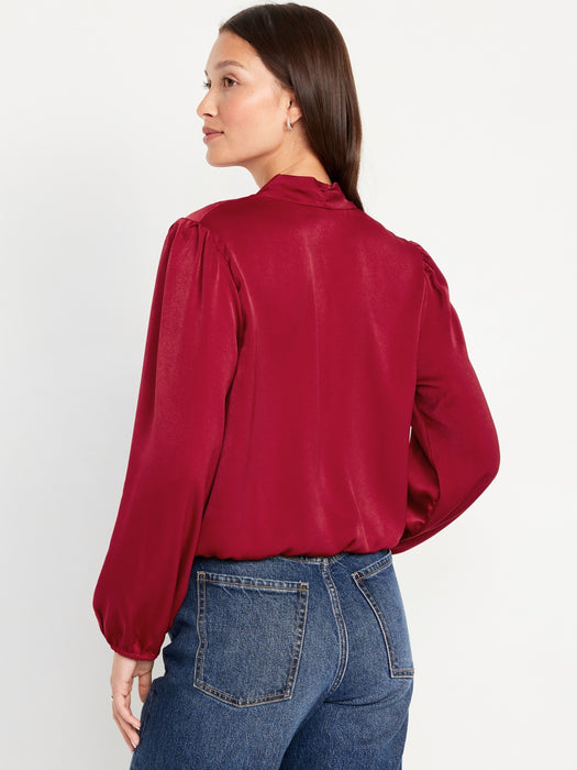 Wrap-Front Satin Top