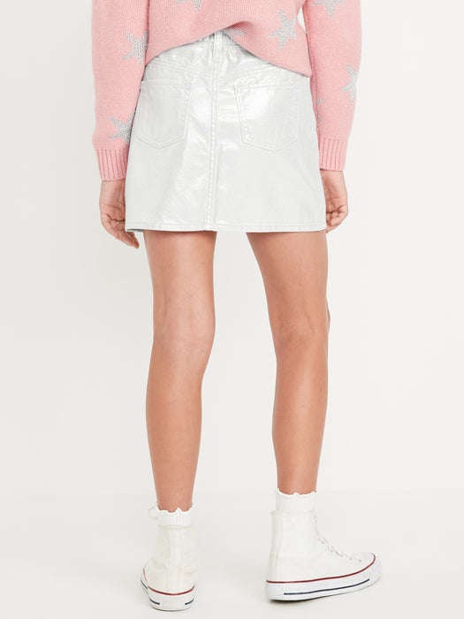 High-Waisted Shiny Jean Skirt for Girls