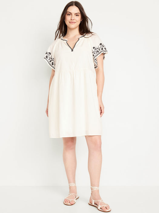 Embroidered Mini Swing Dress