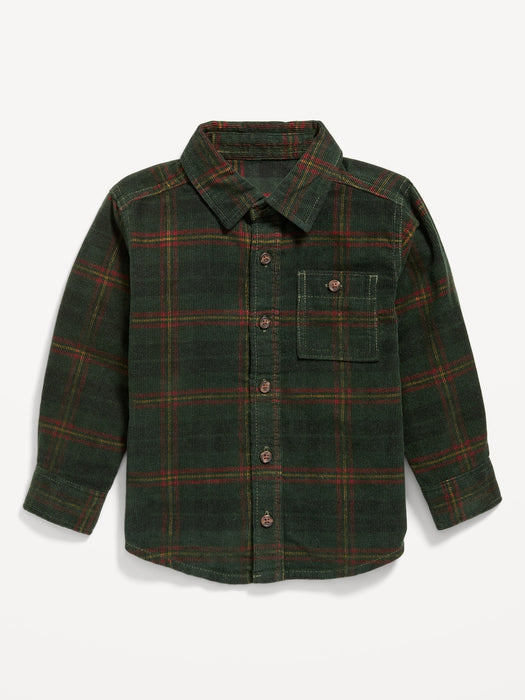 Printed Long-Sleeve Pocket Corduroy Shirt for Toddler Boys