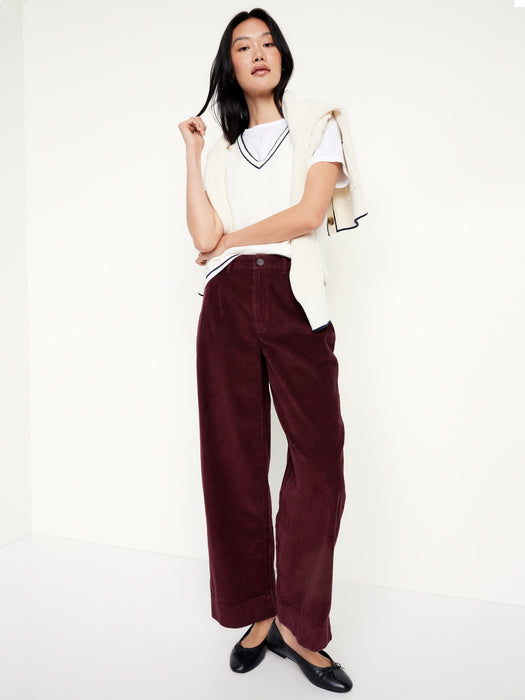 High-Waisted Corduroy Wide-Leg Pants