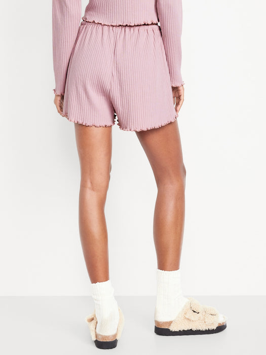 High-Waisted Ribbed Pajama Shorts