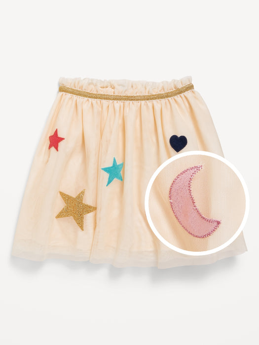 Embroidered Applique Tulle Tutu Skirt for Toddler Girls