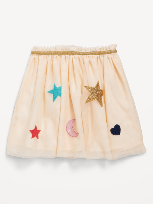 Embroidered Applique Tulle Tutu Skirt for Toddler Girls