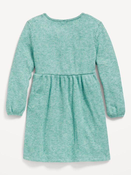 Long-Sleeve Ribbed Dress for Toddler Girls