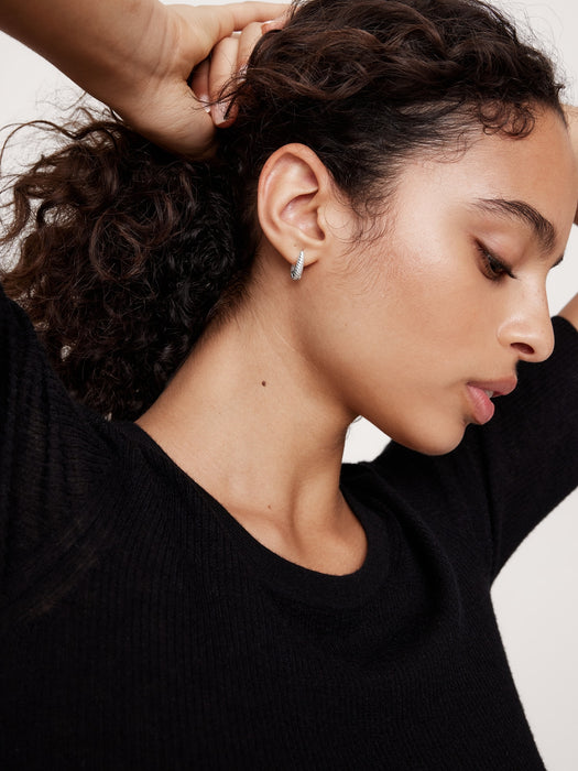 Ravena Oval Huggie Hoop Earrings Set Of 3 by Aureus + Argent