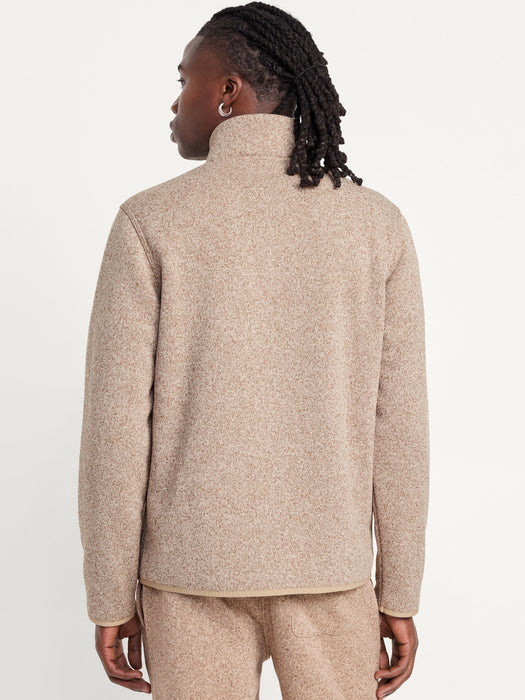 Sherpa-Lined Sweater Fleece Zip Jacket
