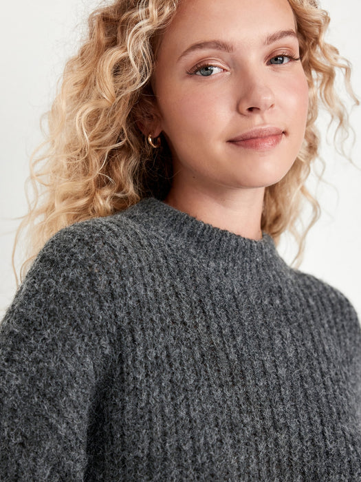 Loose Shaker-Stitch Tunic Sweater