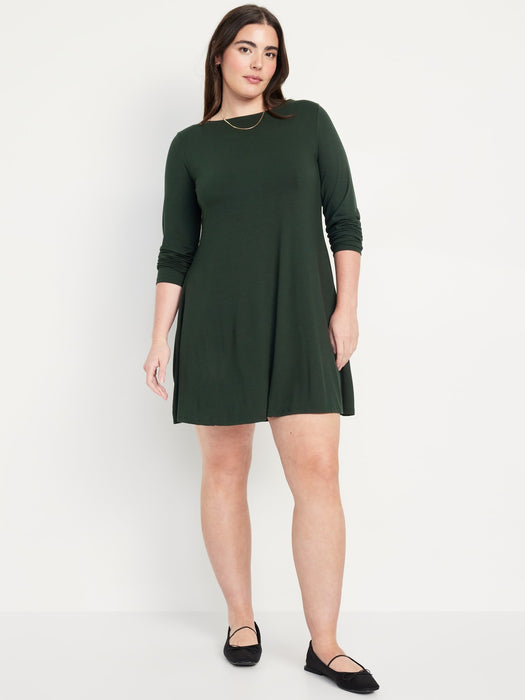 Long-Sleeve Mini Swing Dress