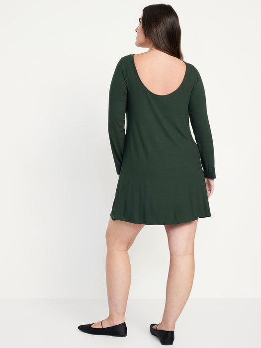 Long-Sleeve Mini Swing Dress