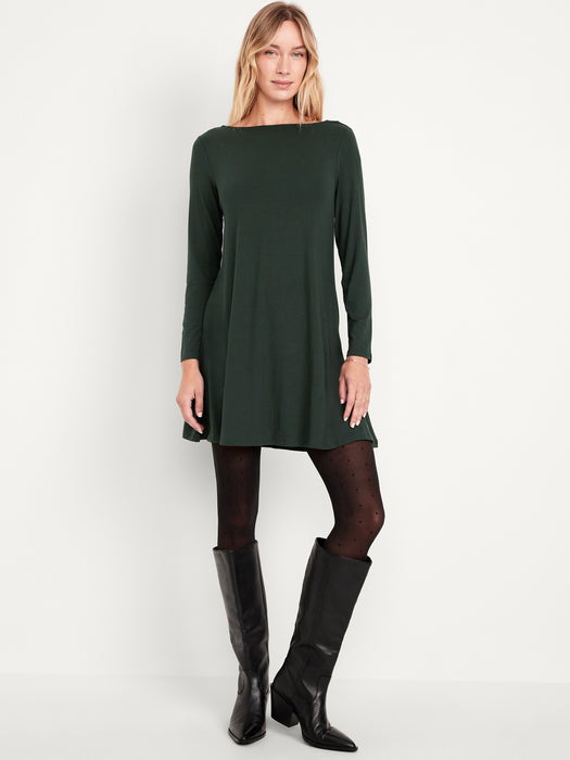 Long-Sleeve Mini Swing Dress