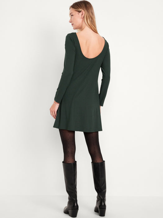 Long-Sleeve Mini Swing Dress