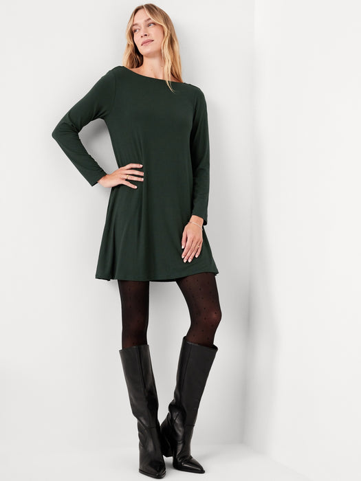 Long-Sleeve Mini Swing Dress