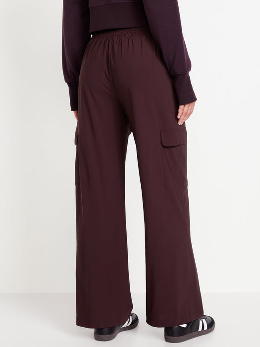 High-Waisted SleekTech Wide-Leg Cargo Pants