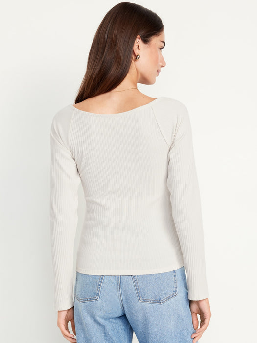 Cinched Rib-Knit Top