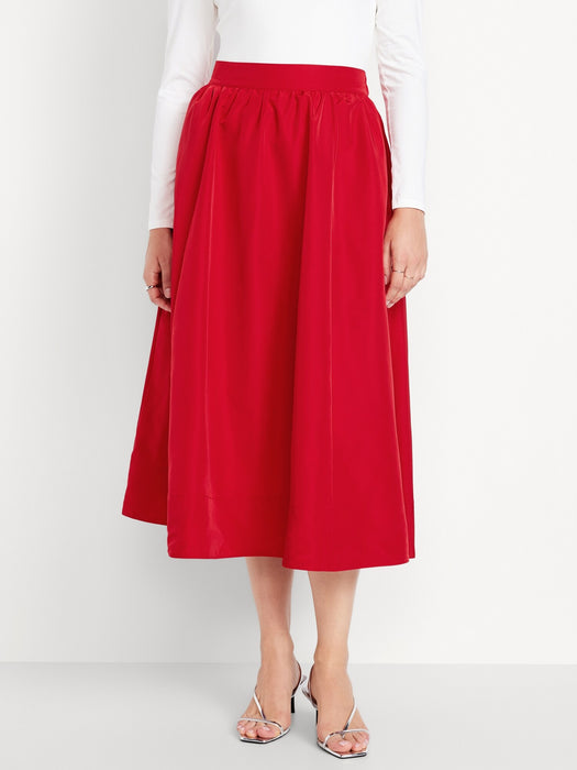 Taffeta Midi Swing Skirt