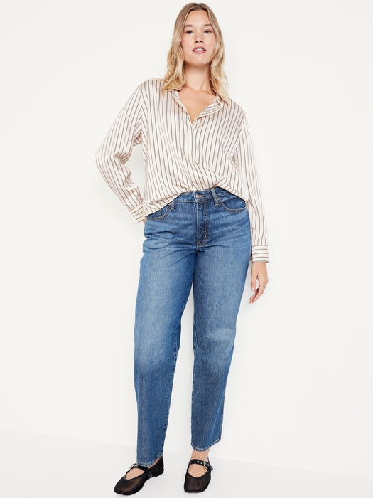 Classic Button-Down Satin Shirt