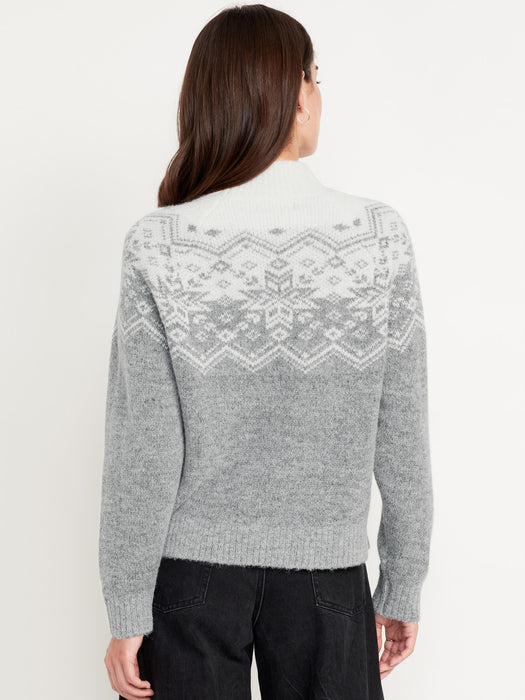 Holiday Print Mock-Neck Sweater