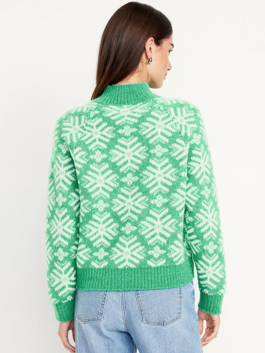 Holiday Print Mock-Neck Sweater