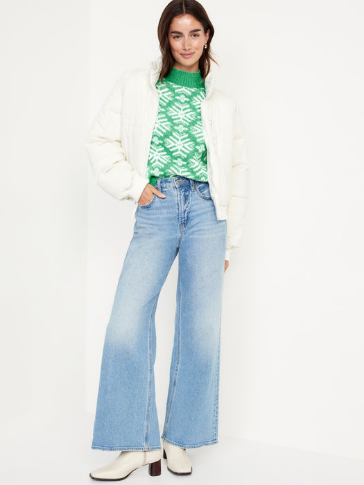 Holiday Print Mock-Neck Sweater