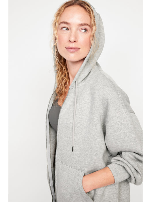 Oversized Bounce Fleece Zip Tunic Hoodie Sweatshirt