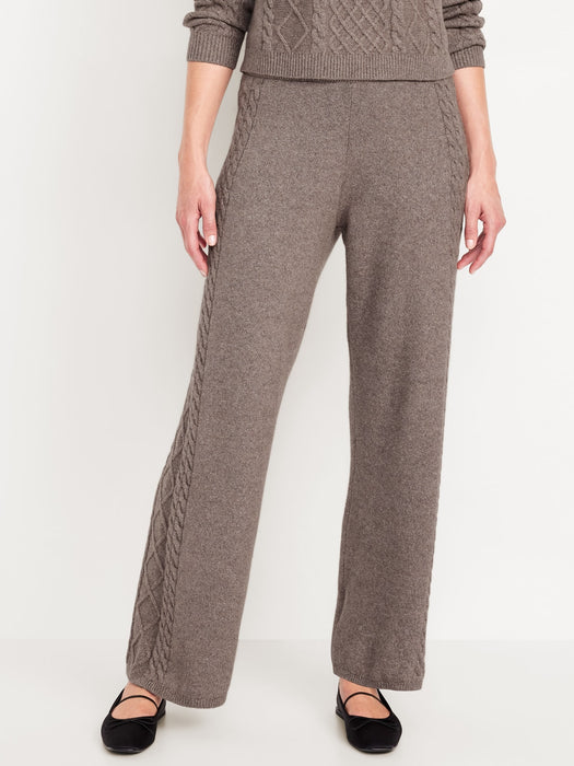 SoSoft Cable-Knit Wide-Leg Sweater Pants